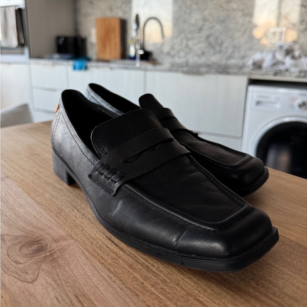 Black Italian Leather Women's Loafers